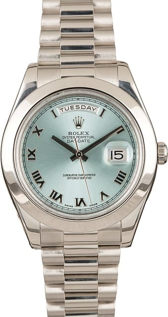 Rolex Platinum Day-Date II Ice Blue Dial 218206
