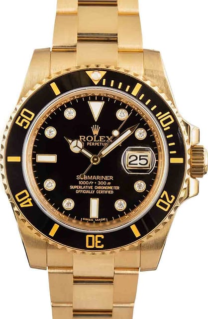Pre-Owned Rolex Submariner ref 116618LN Black Diamond Dial