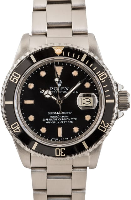 Vintage Rolex Submariner 16800 Stainless Steel Oyster