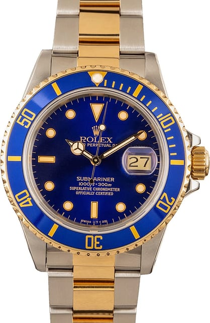 Rolex Two-Tone Submariner 16803 Blue