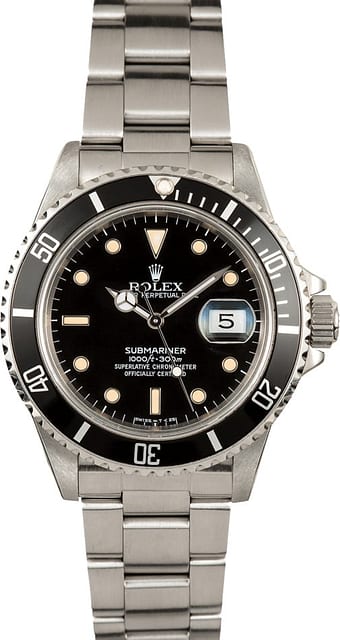 Rolex Submariner Black 168000 Stainless Steel
