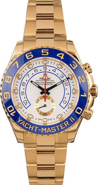 Pre-Owned Rolex Yacht-Master II Ref 116688 Yellow Gold White Dial