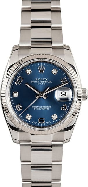 Rolex Date Diamond Dial 115234