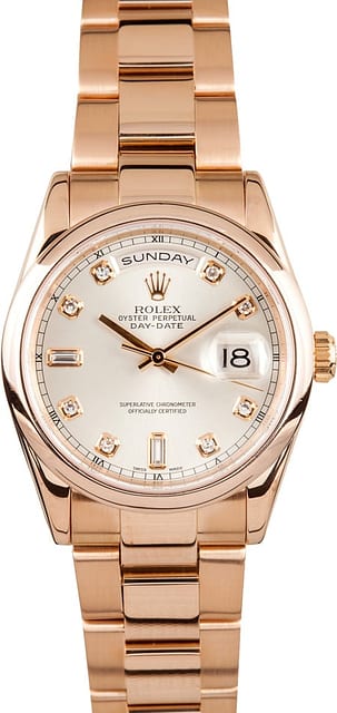 Rolex President 18k Rose Gold Diamond Dial 118235