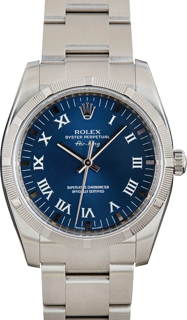 Rolex Air-King Stainless Steel 114210 Blue Roman Dial
