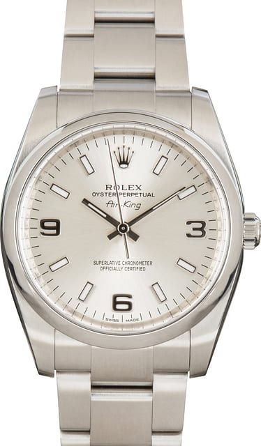 Pre-Owned Rolex Air-King ref 114200 Silver Dial