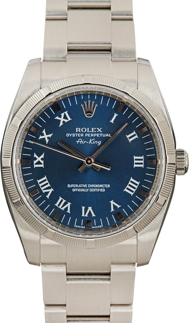 Pre-Owned Rolex Air King 114210 Blue Dial