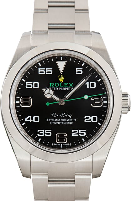 Pre-owned Steel Rolex Air-King 116900 Black Dial