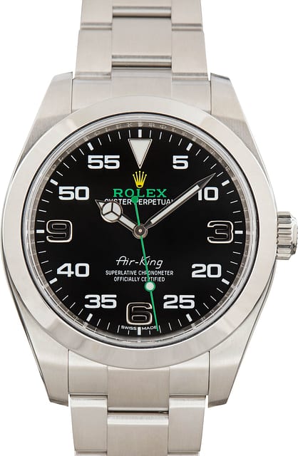 Pre-Owned Steel Rolex Air-King Ref 116900 Black Arabic Dial