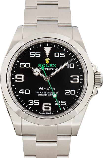 Used Steel Rolex Air-King Ref 126900 Black Arabic Dial