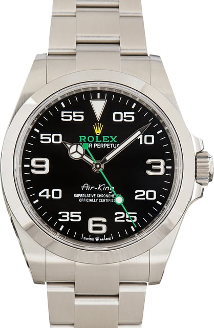 Pre-Owned Stainless Steel Rolex Air-King Ref 126900 Black Dial