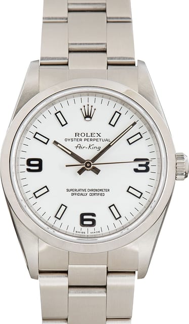 Used Rolex Air-King 14000 White Arabic Dial