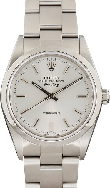 Pre-Owned Steel Rolex Air-King ref 14000 Silver Dial