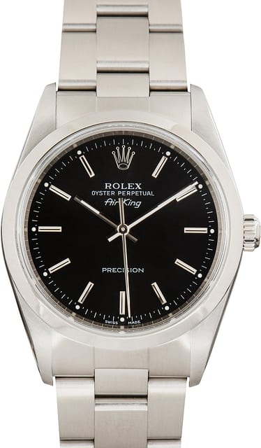 Used Stainless Steel Rolex Air-King 14000 Black Dial