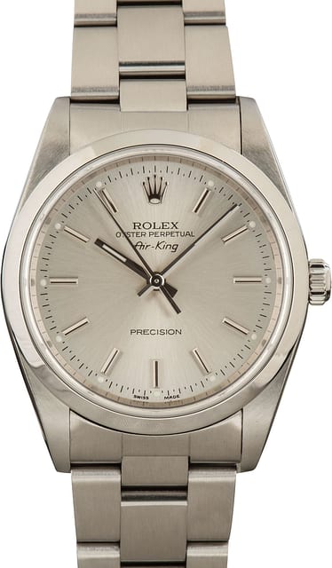 Pre-owned Rolex Air King 14000M Silver Dial