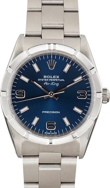 Pre-Owned Rolex Air-King ref 14010 Blue Arabic Dial