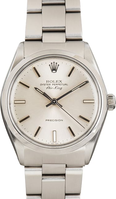 Pre-Owned Rolex Air-King Stainless Steel 5500 Silver Dial