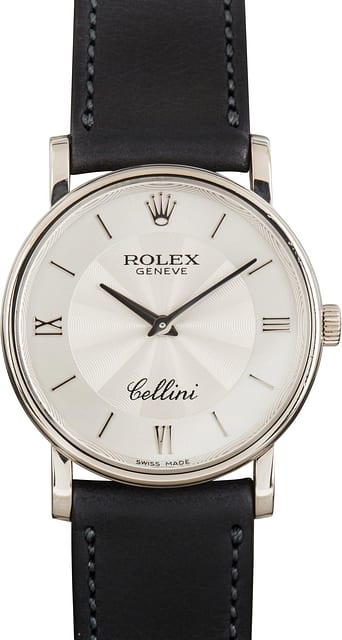 Pre-Owned Rolex Cellini Silver Dial Ref 5115 18k White Gold