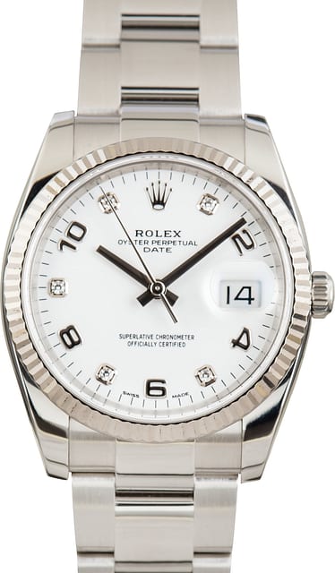 Pre-Owned Rolex Date Diamond Dial ref 115234