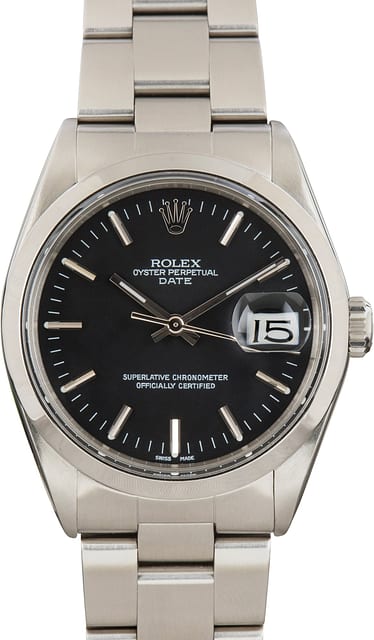 Pre-Owned Rolex Date Ref 1500 Black Dial