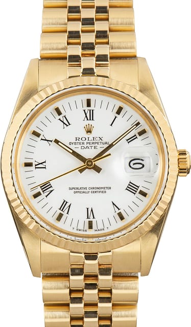 Rolex Date 15037 White Roman Dial