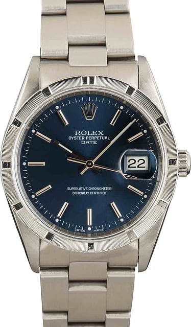 Pre-Owned Rolex Date 15210 Blue Dial Watch