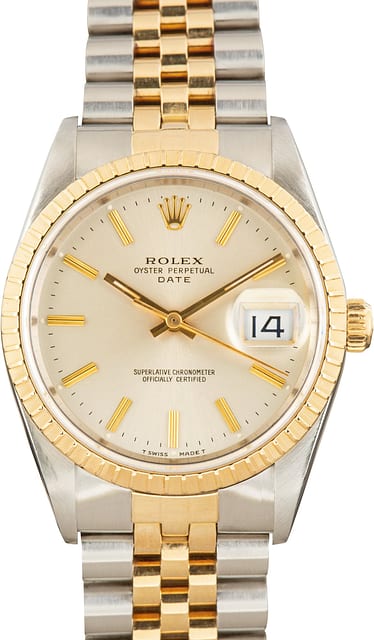 Pre-Owned Rolex Date 15223 Silver Dial
