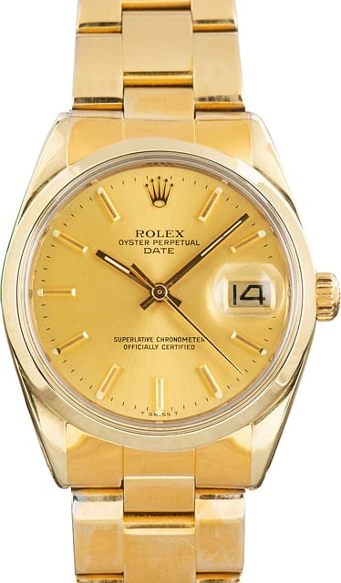 Used Rolex Date 1550 Yellow Gold Shell