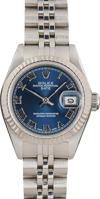 Ladies Rolex Date 69174 Blue Roman Dial