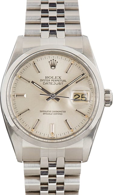Pre-Owned Rolex Datejust 36 ref 16000 Silver Dial