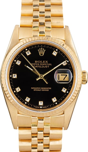 Pre-Owned Rolex Datejust 16018 Black Diamond Dial