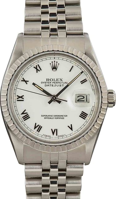 Pre-Owned Rolex Datejust 16030 White Roman Dial