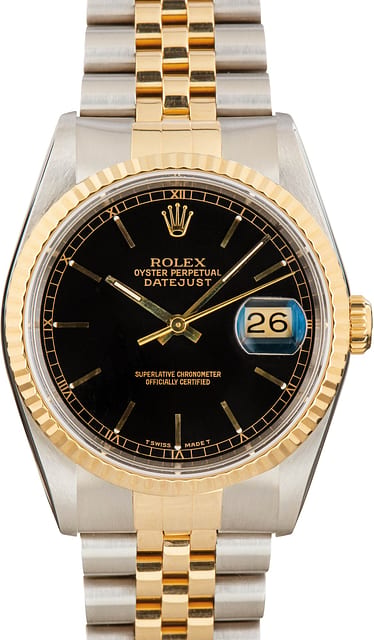 Rolex Datejust Two Tone 16233 Black Dial