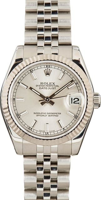 Pre Owned Rolex Mid-Size Datejust 178274 Silver Dial