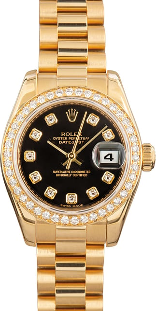 Ladies Rolex Datejust 179138 Black Diamond Dial