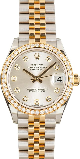 Pre-owned Rolex Datejust 31 Silver Diamond Dial 278383