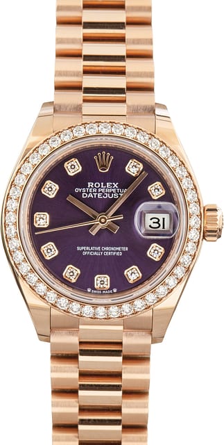 Ladies Rolex Datejust 279135 18k Everose Gold