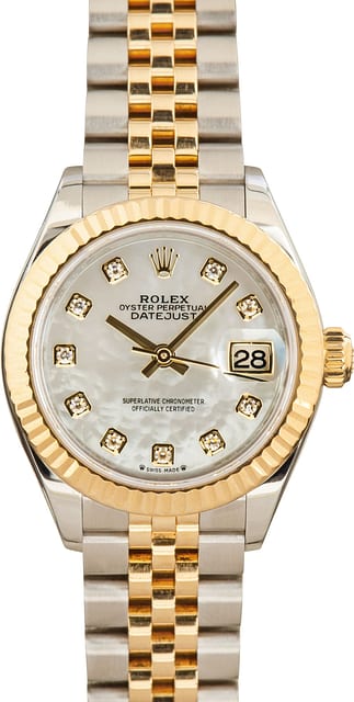 Used Ladies Rolex Datejust Ref 279173 Mother of Pearl Diamond Dial