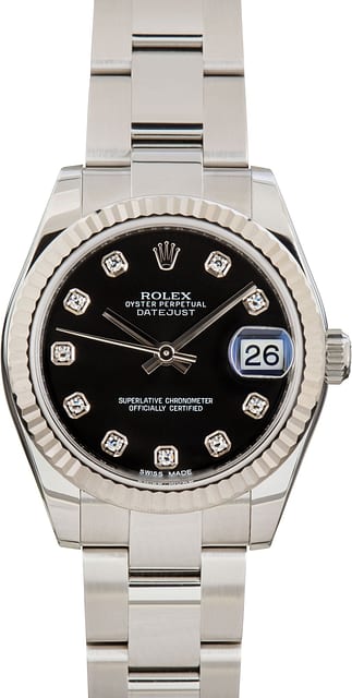 Pre-owned Rolex Datejust 31 Ref 178274 Black Diamond Dial