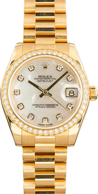 Pre-owned Ladies Rolex Datejust 31 ref 178288 Mother of Pearl Dial