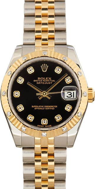 Ladies Datejust 31 Black Dial 178313 Steel & Yellow Gold