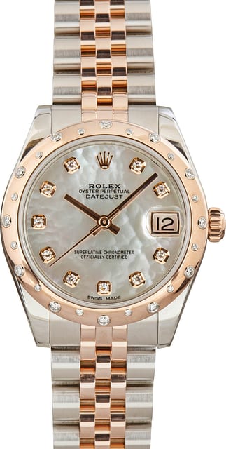 Ladies Rolex Datejust 178341 Steel & 18k Everose Gold