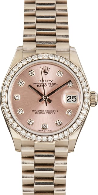 Pre-Owned Rolex Datejust 31 Ref 278289RBR Pink Diamond Dial