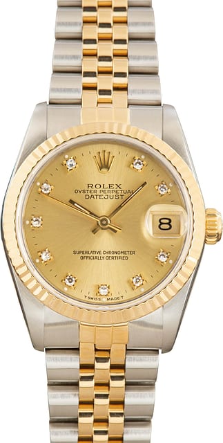 Rolex Datejust 31 Two Tone 68273 Champagne Diamond Dial