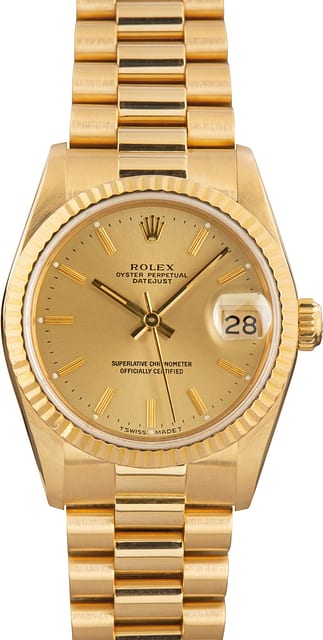 Rolex Datejust 31 Champagne Dial 68278 Yellow Gold
