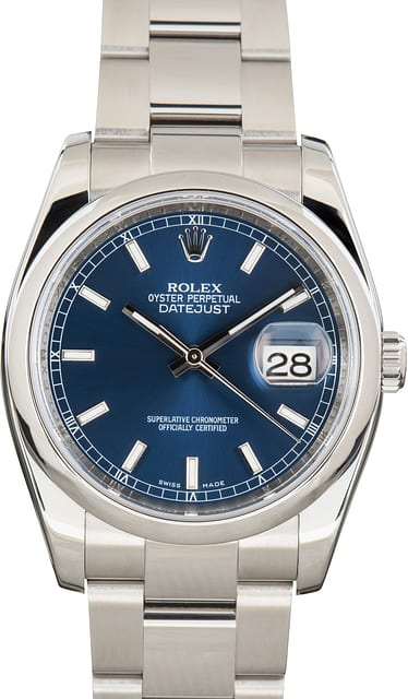 Pre-Owned Rolex Datejust 36 Blue Dial 116200