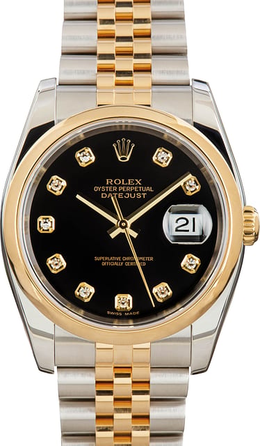 Pre-Owned Rolex Datejust 116203 Black Diamond Dial