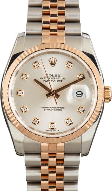 Rolex Datejust 36 Ref 116231 Silver Diamond Dial