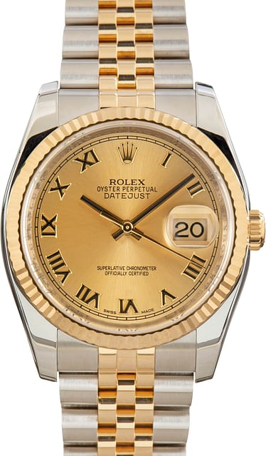 Pre-Owned Rolex Datejust 36 Champagne Roman Dial 116233