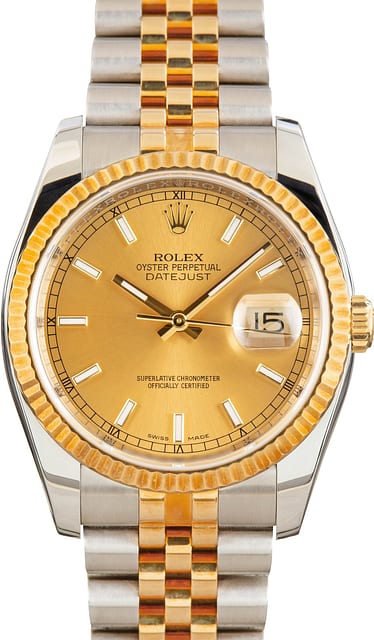Rolex Datejust 36 Steel & Gold 116233 Champagne Dial